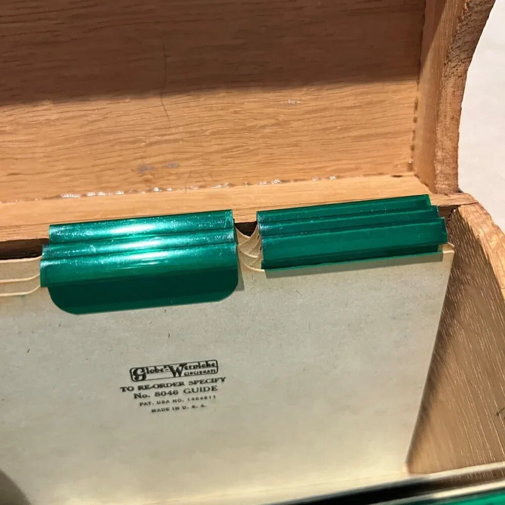 Vintage Wood Recipe Box by Weiss. Dovetailed with recipe divider inserts
